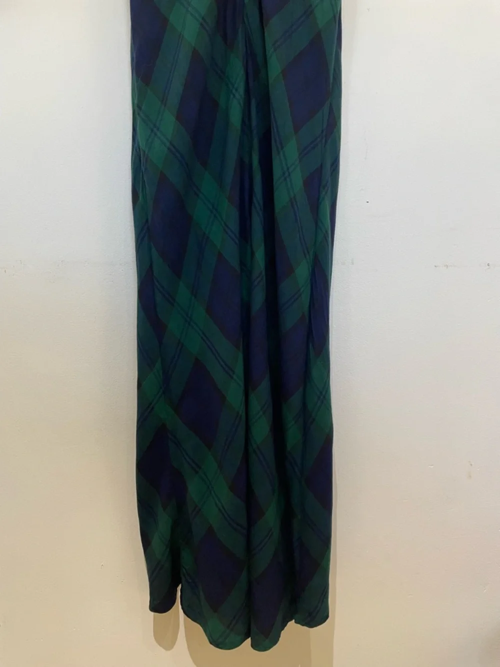 AVEC LES FILLES Green Blue Plaid Maxi Dress Slip Bias Cut Grunge Dark Academia M - Picture 7 of 9